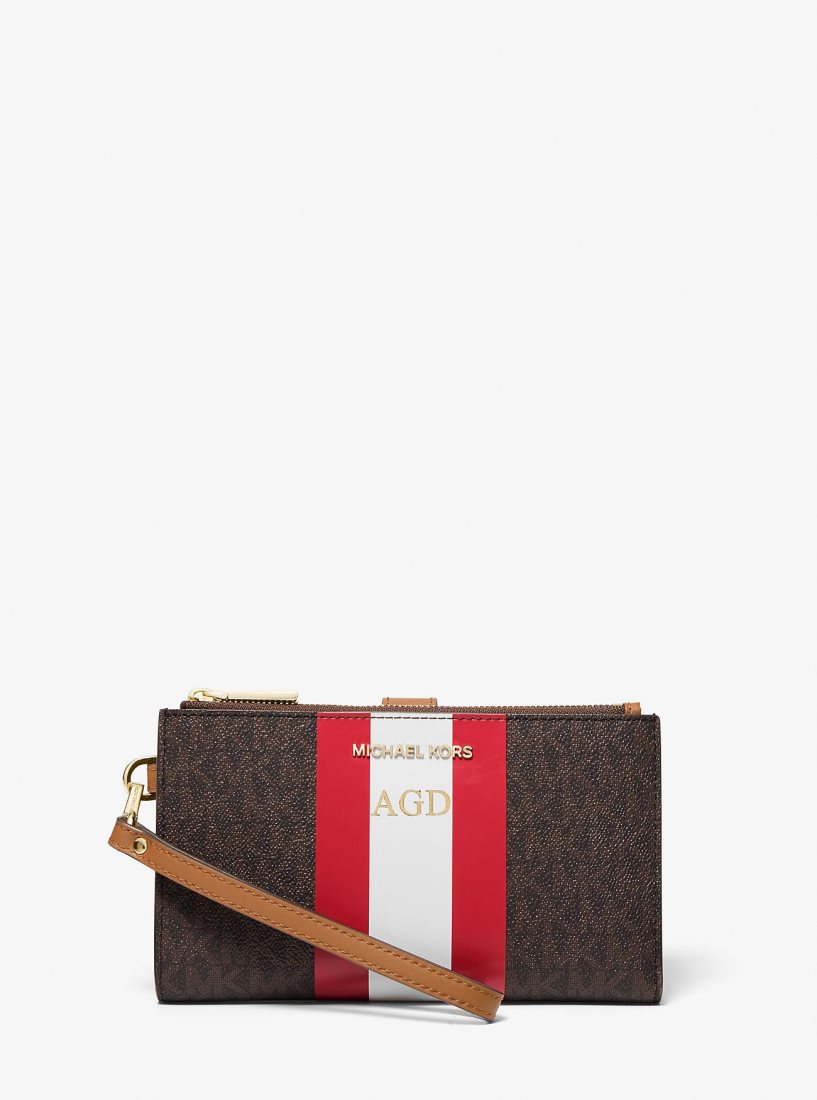 Michael Kors Adele Logo Stripe Smartphone Wallet Unterarmtasche-Taschen Damen Hellrot | BTMGNX158