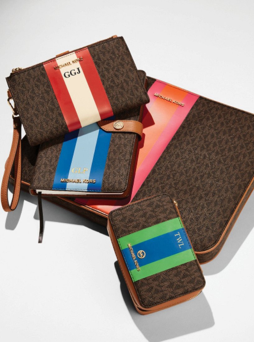 Michael Kors Adele Logo Stripe Smartphone Wallet Unterarmtasche-Taschen Damen Hellrot | BTMGNX158