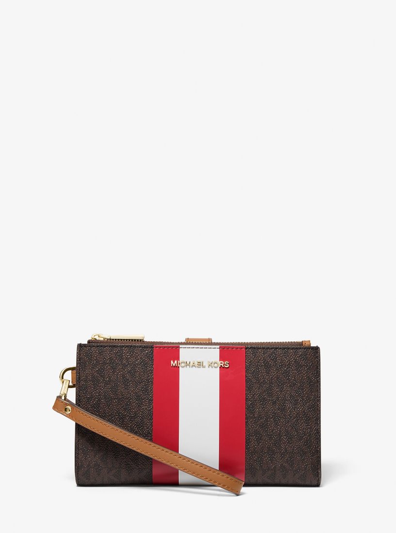 Michael Kors Adele Logo Stripe Smartphone Wallet Unterarmtasche-Taschen Damen Hellrot | BTMGNX158