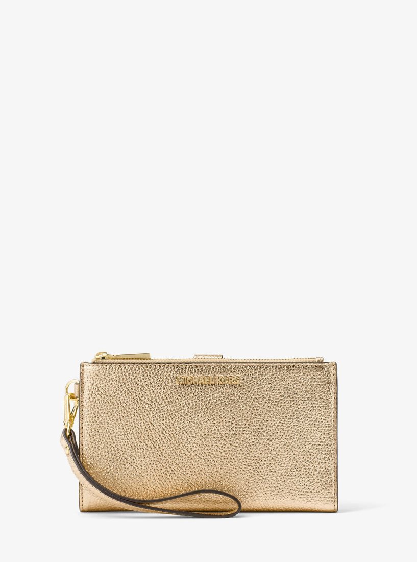 Michael Kors Adele Metallic Pebbled Leather Smartphone Wristlet Wristlet Damen Gold | GOYMKP678