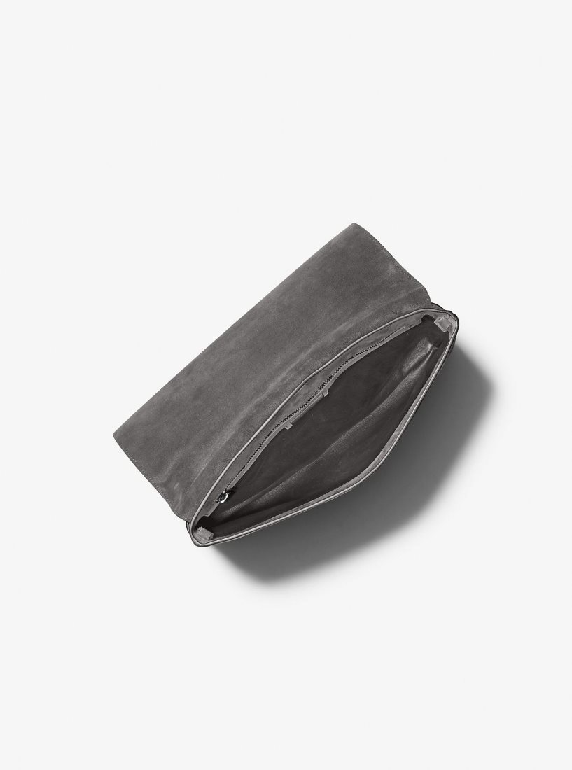 Michael Kors Ali Fringed Suede Clutch Unterarmtasche-Taschen Damen Tiefesgrau | BRJCVX786