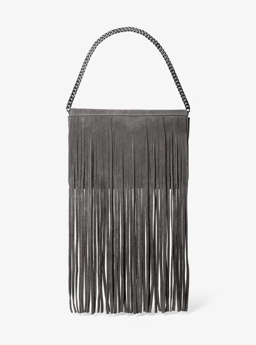 Michael Kors Ali Fringed Suede Clutch Unterarmtasche-Taschen Damen Tiefesgrau | BRJCVX786