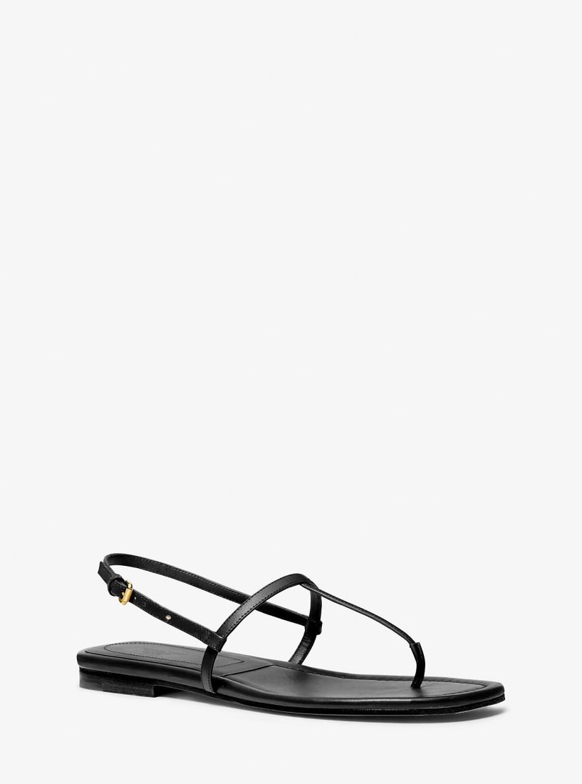 Michael Kors Ali Leather Sandal Flache Schuhe Damen Schwarz | UBPVHC451