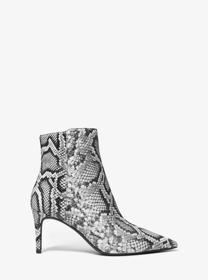 Michael Kors Alina Flex Snake Embossed Leather Ankle Boot Stiefeletten Damen Schwarz | DLCKSF643