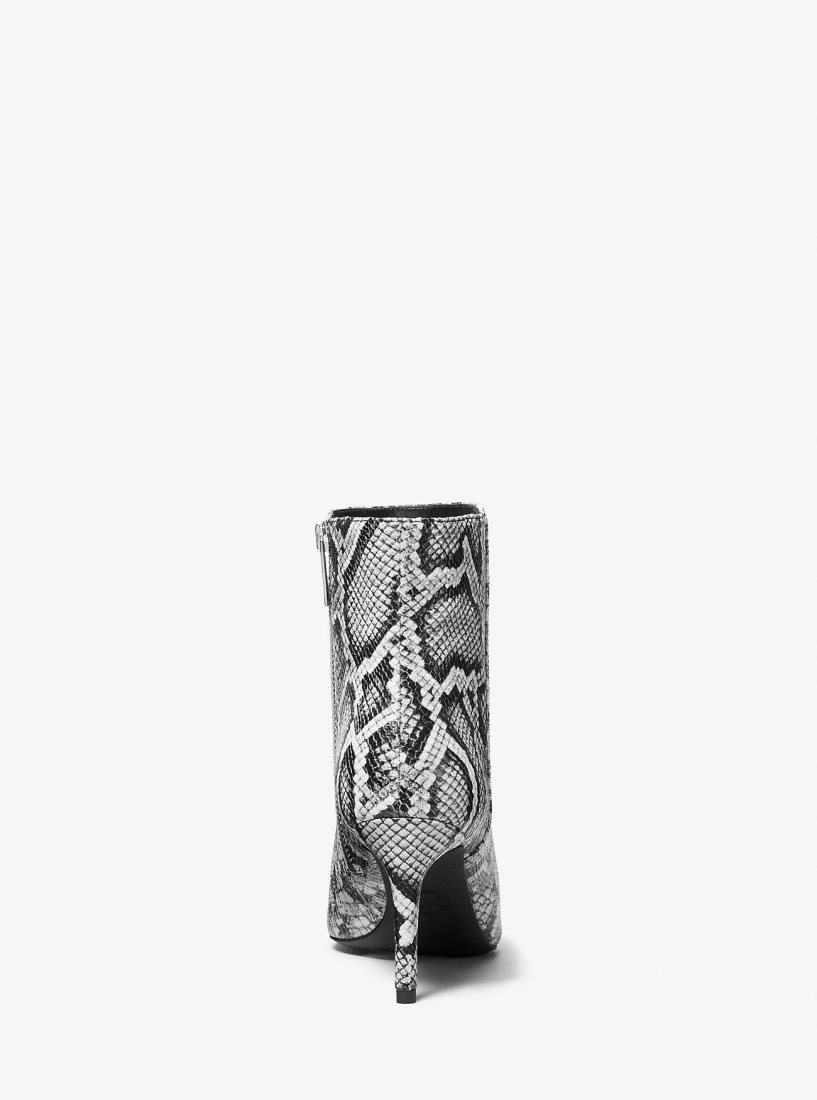Michael Kors Alina Flex Snake Embossed Leather Ankle Boot Stiefeletten Damen Schwarz | DLCKSF643