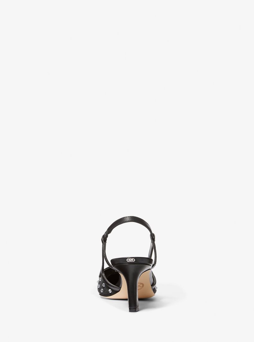 Michael Kors Alora Crystal Embellished Mesh Slingback Pump Pumps Damen Schwarz | WQYNKF918