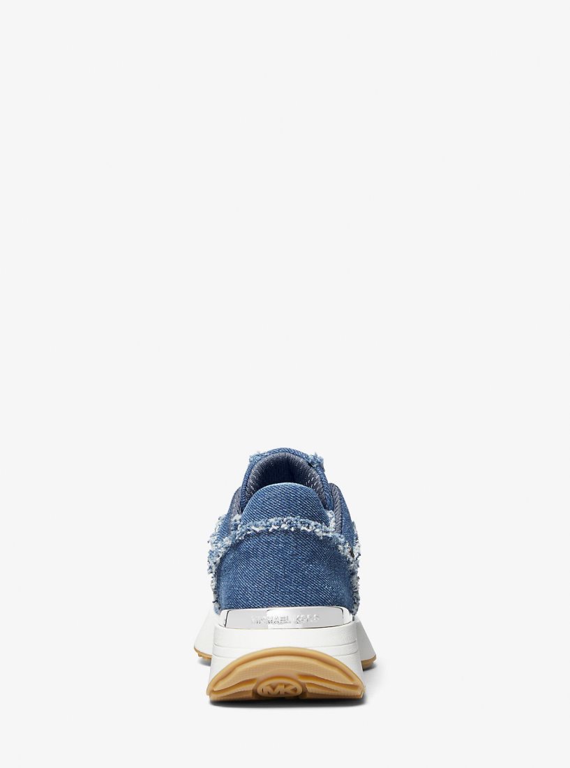 Michael Kors Ari Frayed Denim Trainer Sneakers Damen Blau | DKBUCH813
