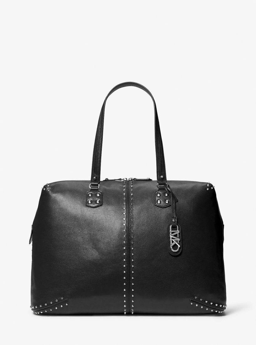 Michael Kors Astor Extra-Large Studded Leather Weekender Bag Duffle Tasche Damen Schwarz | DENLKI678