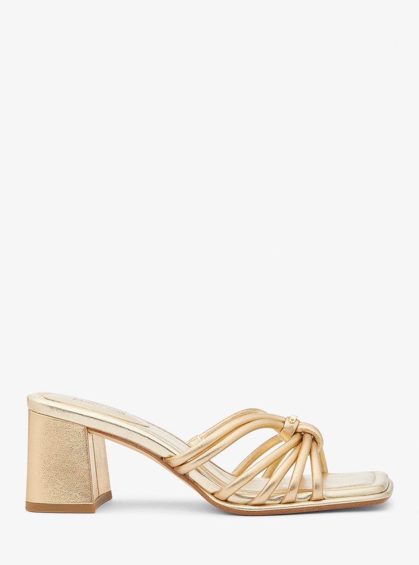 Michael Kors Astra Metallic Leather Mule Sandalen Damen Gold | LROJFZ936
