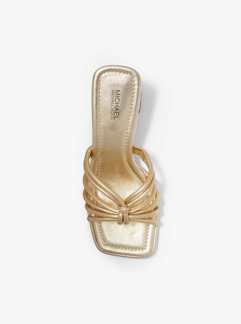 Michael Kors Astra Metallic Leather Mule Sandalen Damen Gold | LROJFZ936