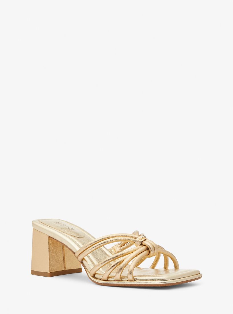 Michael Kors Astra Metallic Leather Mule Sandalen Damen Gold | LROJFZ936