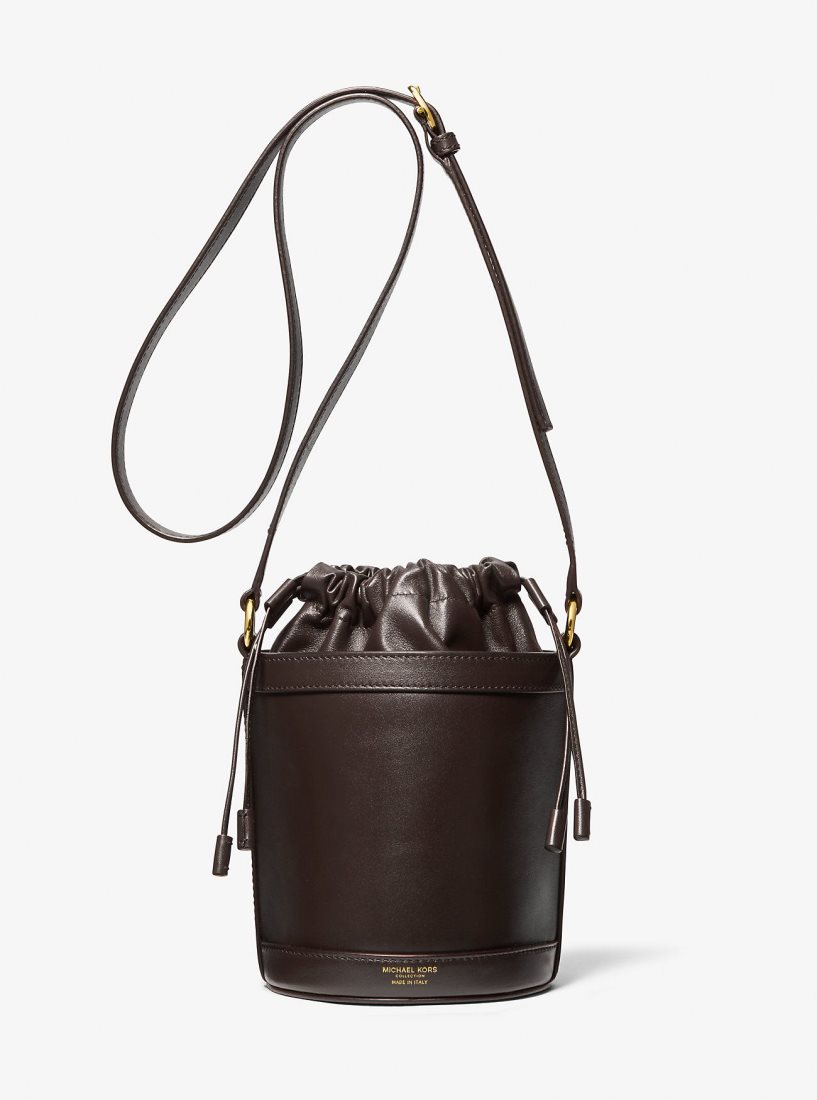 Michael Kors Audrey Medium Leather Bucket Bag Satchel Tasche Damen Schokolade | PEYVND462