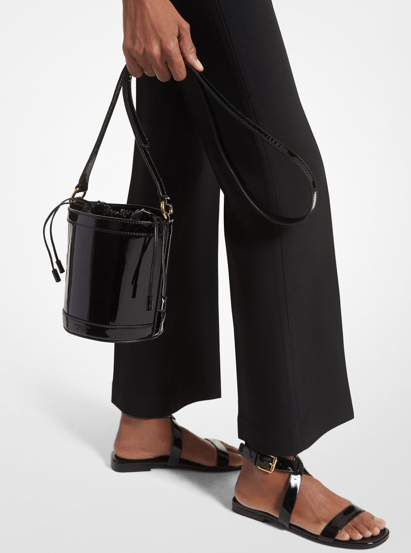 Michael Kors Audrey Medium Patent Leather Bucket Bag Satchel Tasche Damen Schwarz | BYPNAM678