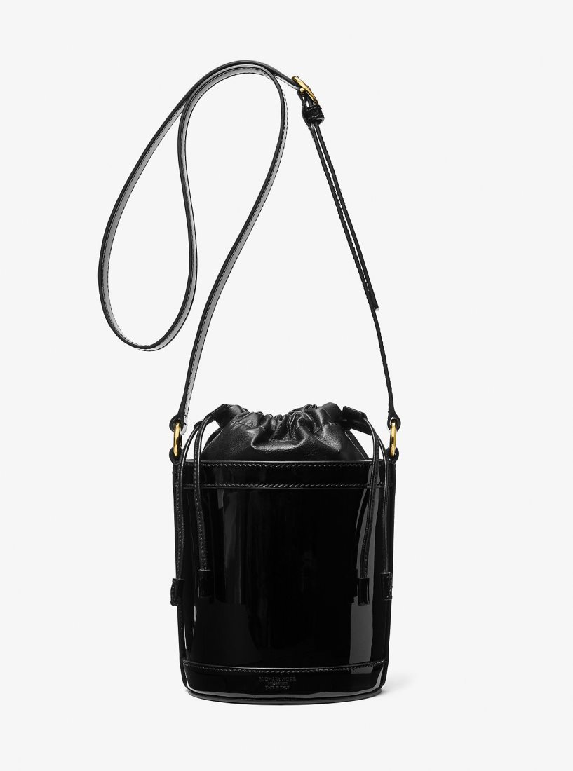 Michael Kors Audrey Medium Patent Leather Bucket Bag Satchel Tasche Damen Schwarz | BYPNAM678