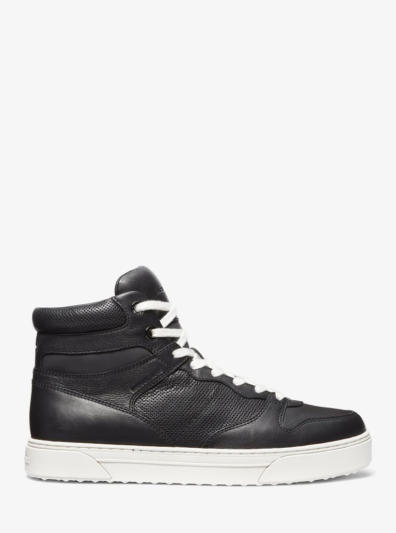 Michael Kors Barett Leather High-Top Sneaker Sneakers Herren Schwarz | MQLEYR691
