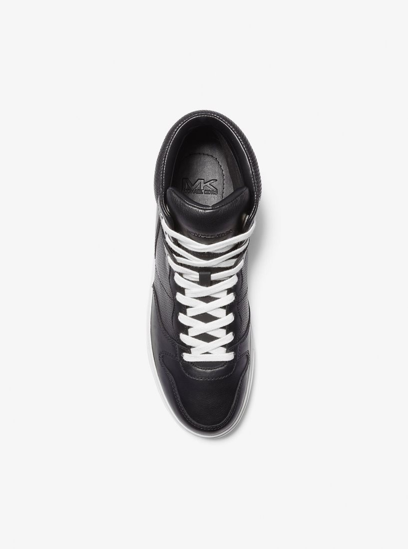Michael Kors Barett Leather High-Top Sneaker Sneakers Herren Schwarz | MQLEYR691
