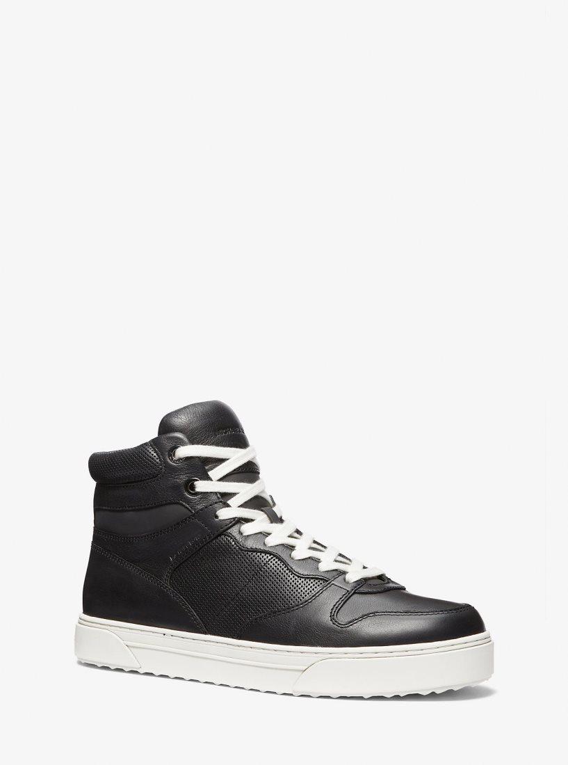 Michael Kors Barett Leather High-Top Sneaker Sneakers Herren Schwarz | MQLEYR691