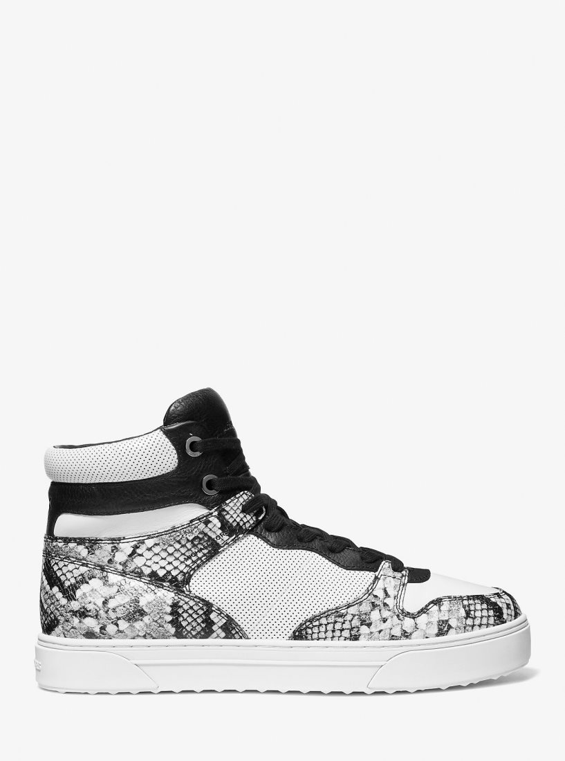 Michael Kors Barett Snake Embossed Leather High-Top Sneaker Sneakers Herren Weiß | AFOMXQ789