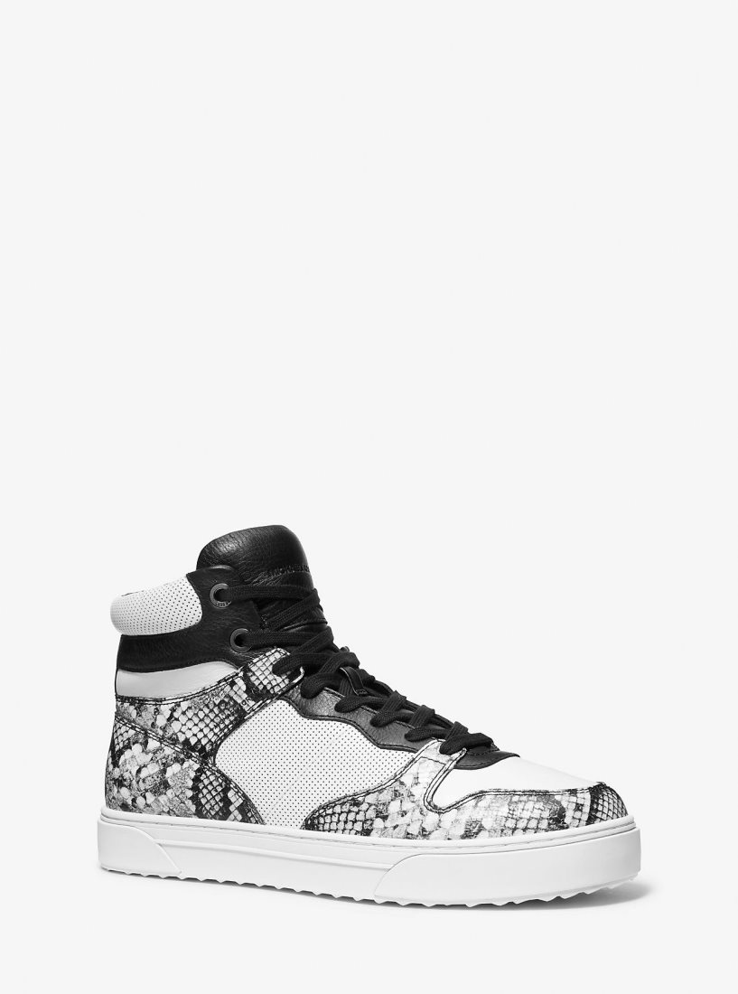 Michael Kors Barett Snake Embossed Leather High-Top Sneaker Sneakers Herren Weiß | AFOMXQ789