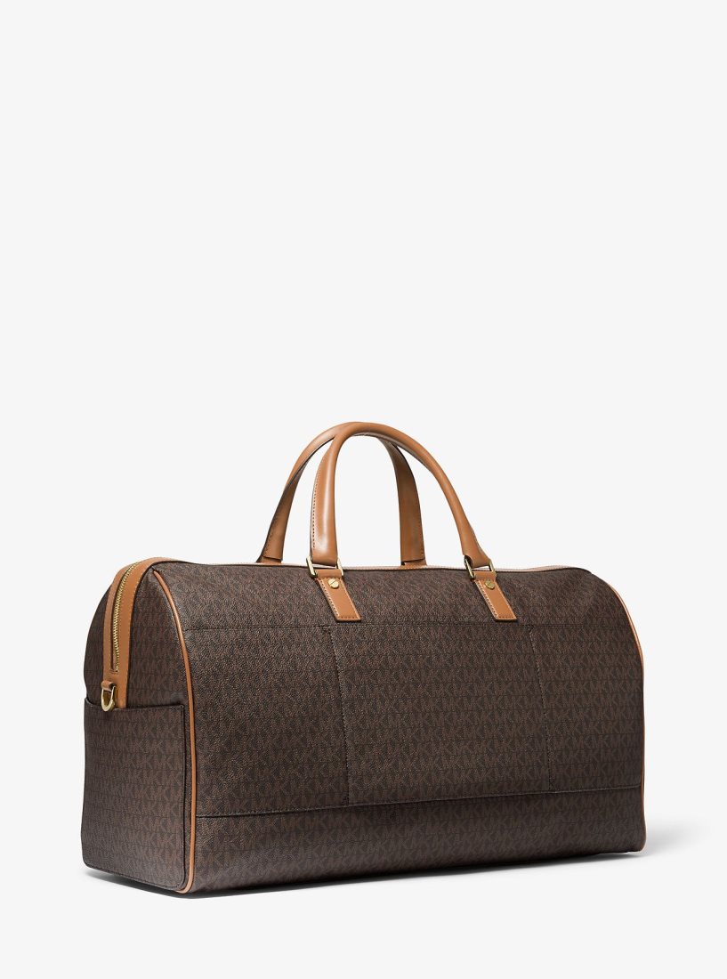 Michael Kors Bedford Travel Extra-Large Logo Stripe Weekender Bag Duffle Tasche Damen Brn/Acorn | DQUAOH381