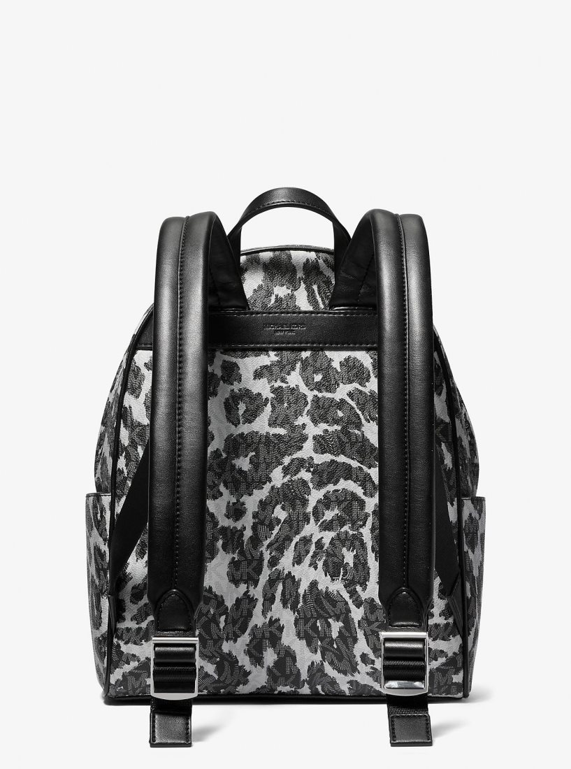 Michael Kors Bex Leopard Logo Backpack Rucksäcke Damen Schwarz | CDQKUV956