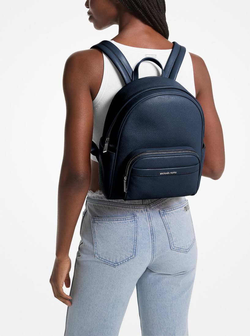 Michael Kors Bex Medium Pebbled Leather Backpack Rucksäcke Damen Navy | HZOFTN504
