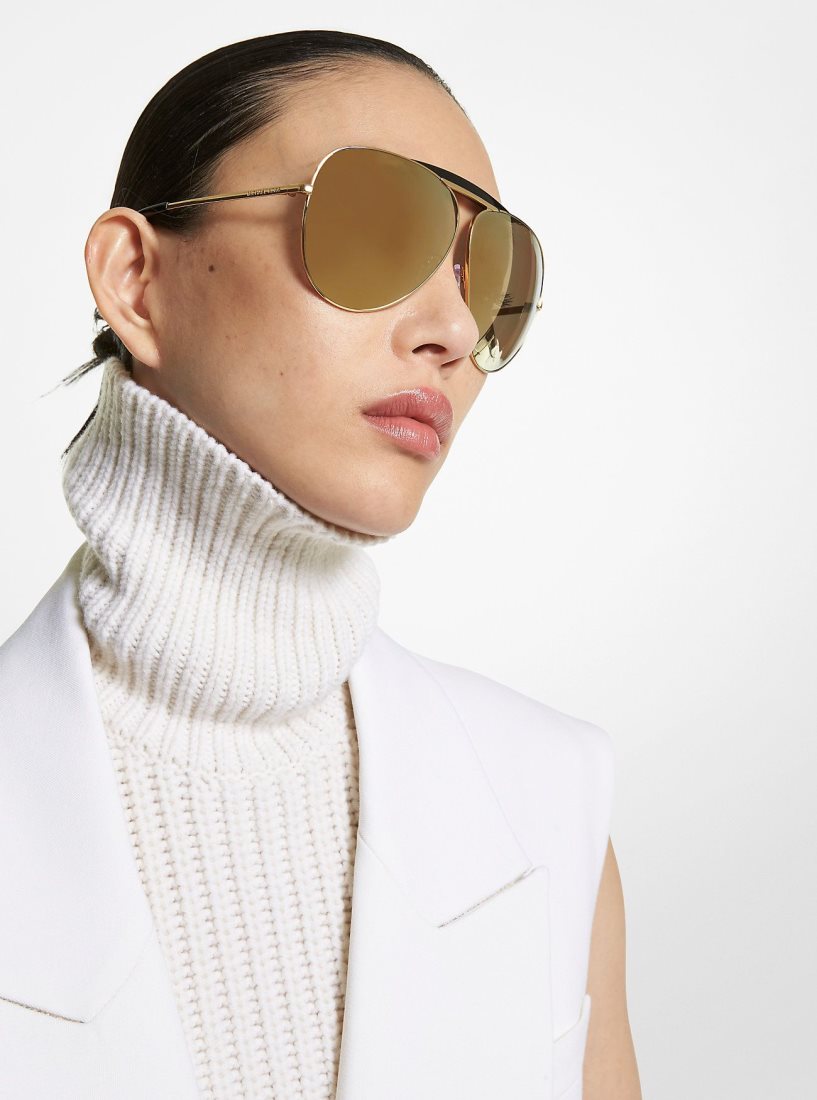 Michael Kors Bleecker Sunglasses Sonnenbrille Damen Gold Schwarz | SWJQHY678
