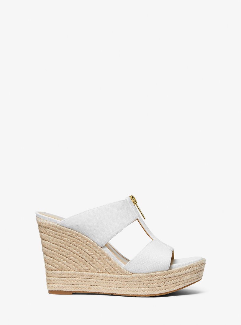 Michael Kors Bradley Linen Blend Canvas Wedge Sandal Keilabsatz Damen Weiß | AHPRFJ829
