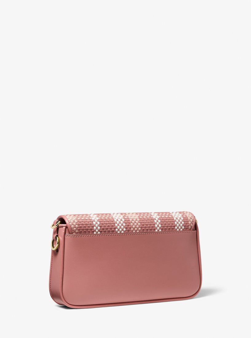Michael Kors Bradshaw Small Woven Leather Convertible Shoulder Bag Schultertasche Damen Rosa Mehrfarbig | KRNHWU037