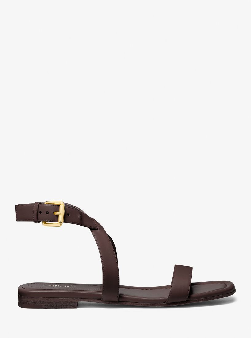 Michael Kors Bridgette Leather Sandal Flache Schuhe Damen Schokolade | HFLCYR583