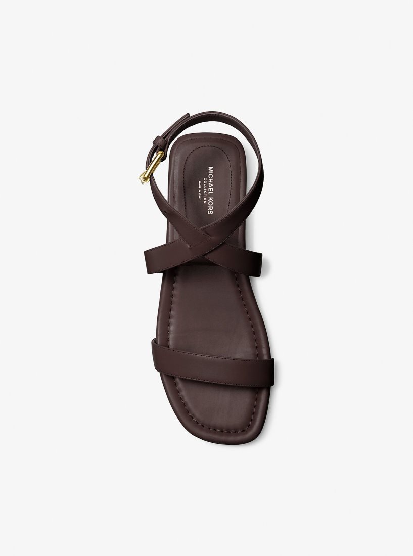 Michael Kors Bridgette Leather Sandal Flache Schuhe Damen Schokolade | HFLCYR583