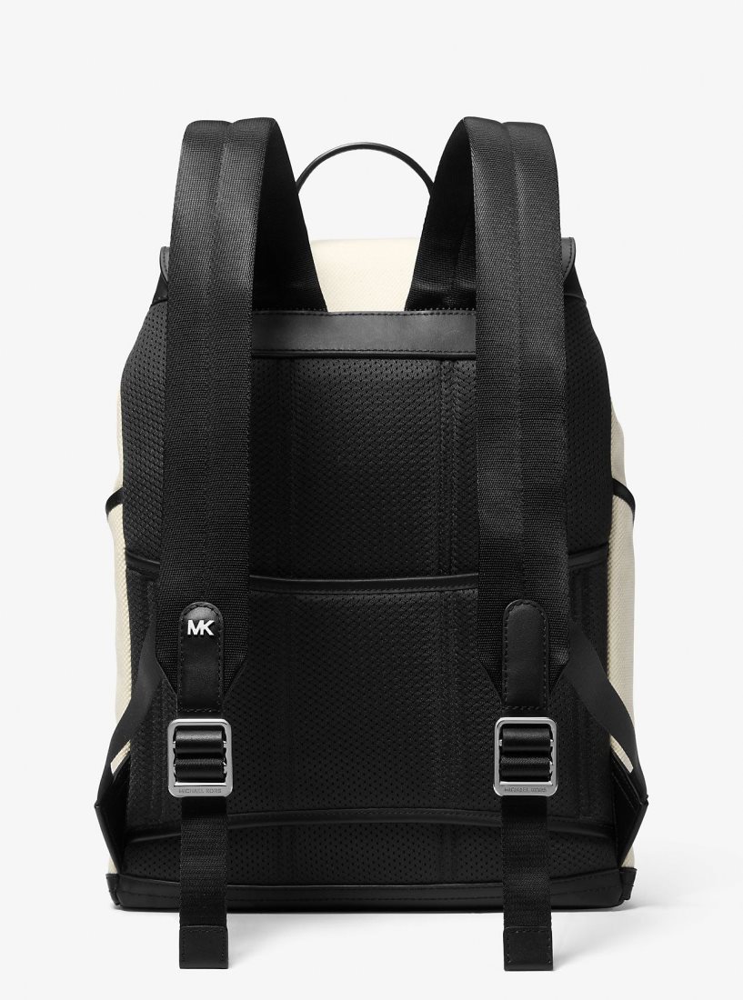 Michael Kors Brooklyn Cotton Canvas Backpack Rucksäcke Herren Beige | IFEBNS478