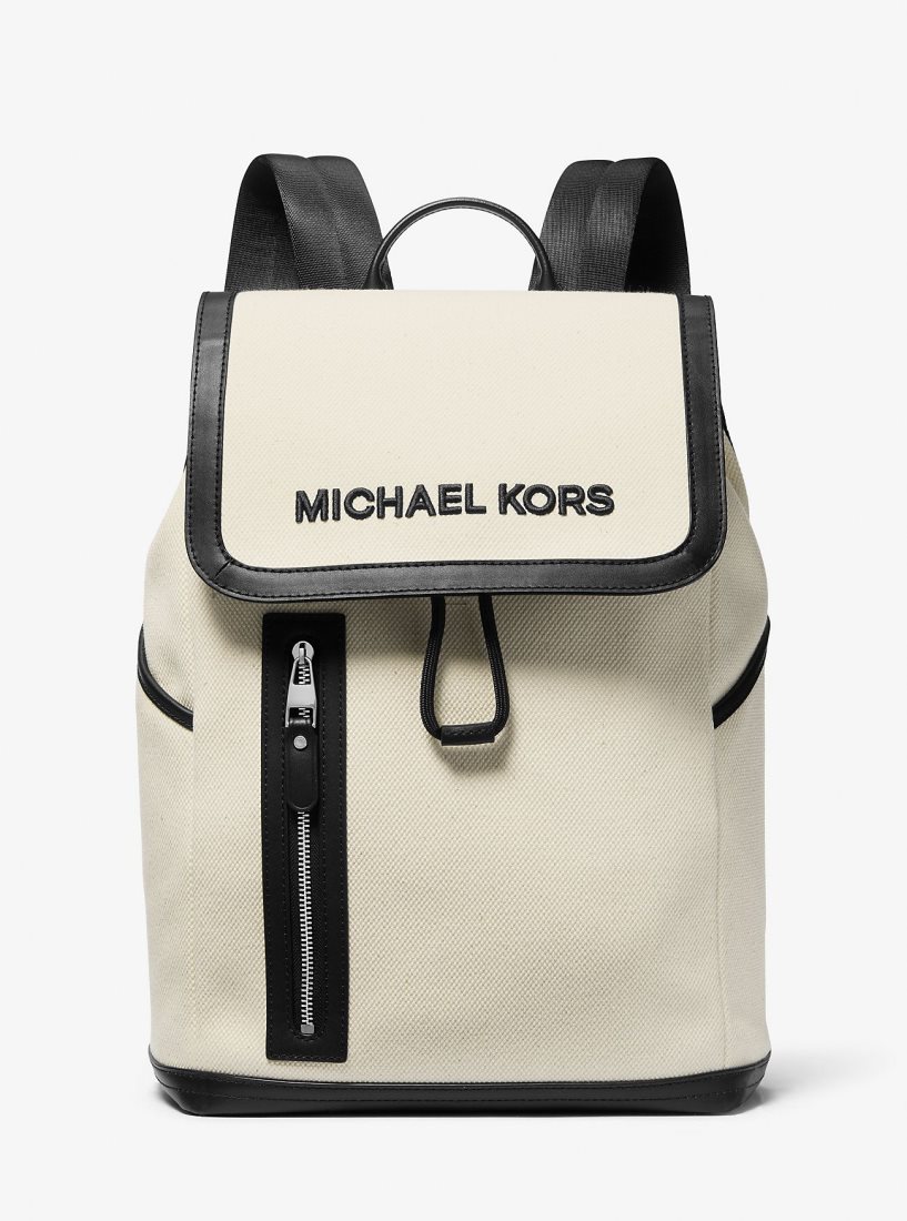 Michael Kors Brooklyn Cotton Canvas Backpack Rucksäcke Herren Beige | IFEBNS478