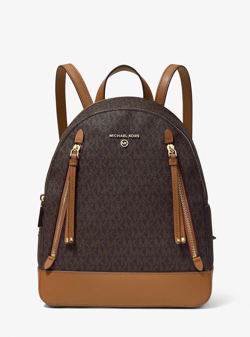Michael Kors Brooklyn Medium Logo Backpack Rucksäcke Damen Brn/Acorn | XQIEOG789