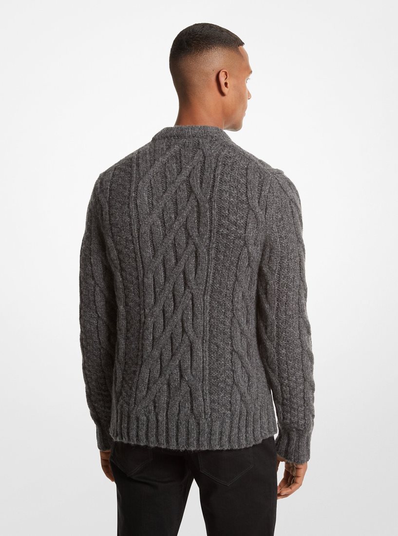 Michael Kors Cable Alpaca Blend Sweater Pullover Herren Grau | VZXQHK947