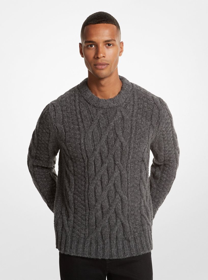 Michael Kors Cable Alpaca Blend Sweater Pullover Herren Grau | VZXQHK947
