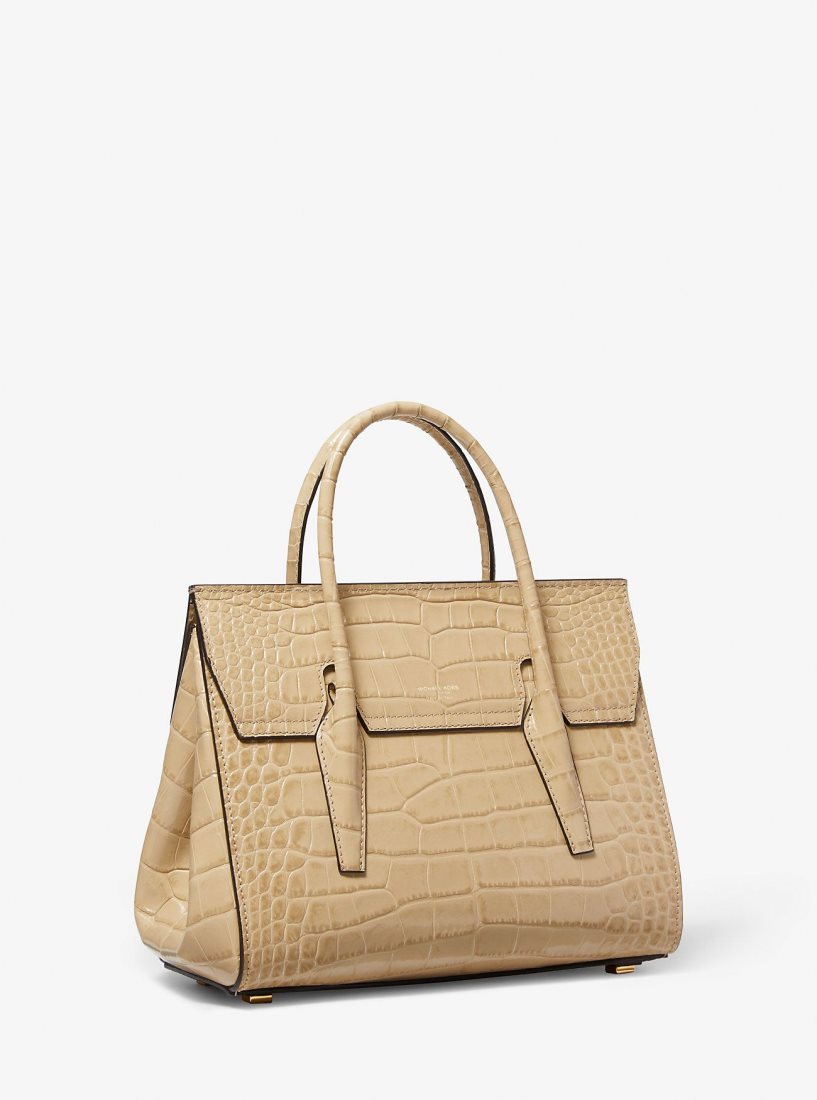 Michael Kors Campbell Medium Crocodile Embossed Leather Satchel Satchel Tasche Damen Dune | SRKCZO702