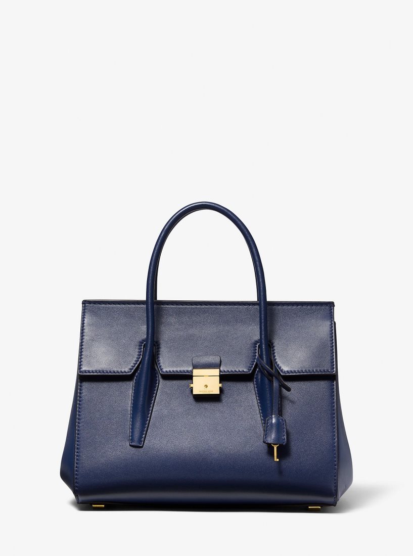 Michael Kors Campbell Medium Leather Satchel Satchel Tasche Damen Navy | STJUQN867
