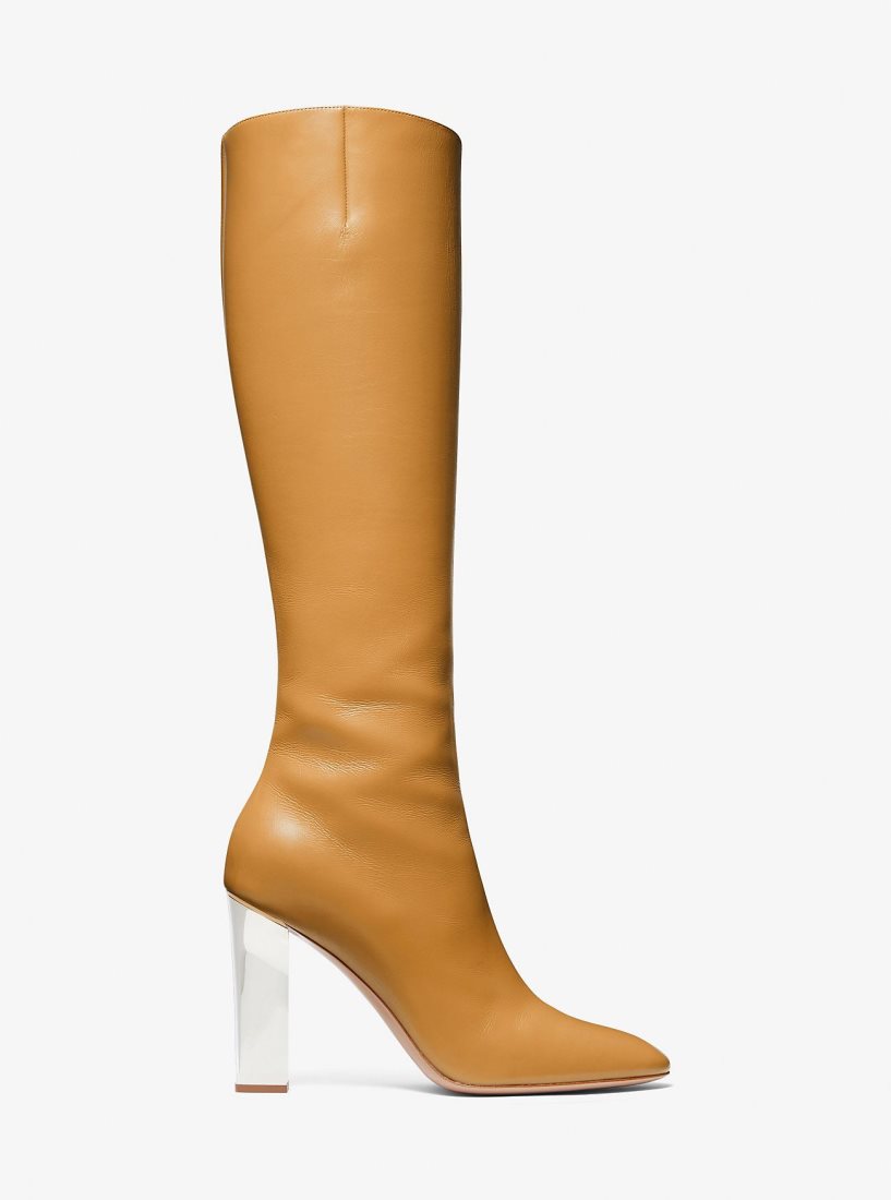 Michael Kors Carly Leather Boot Stiefel Damen Braun | WQHZCO294