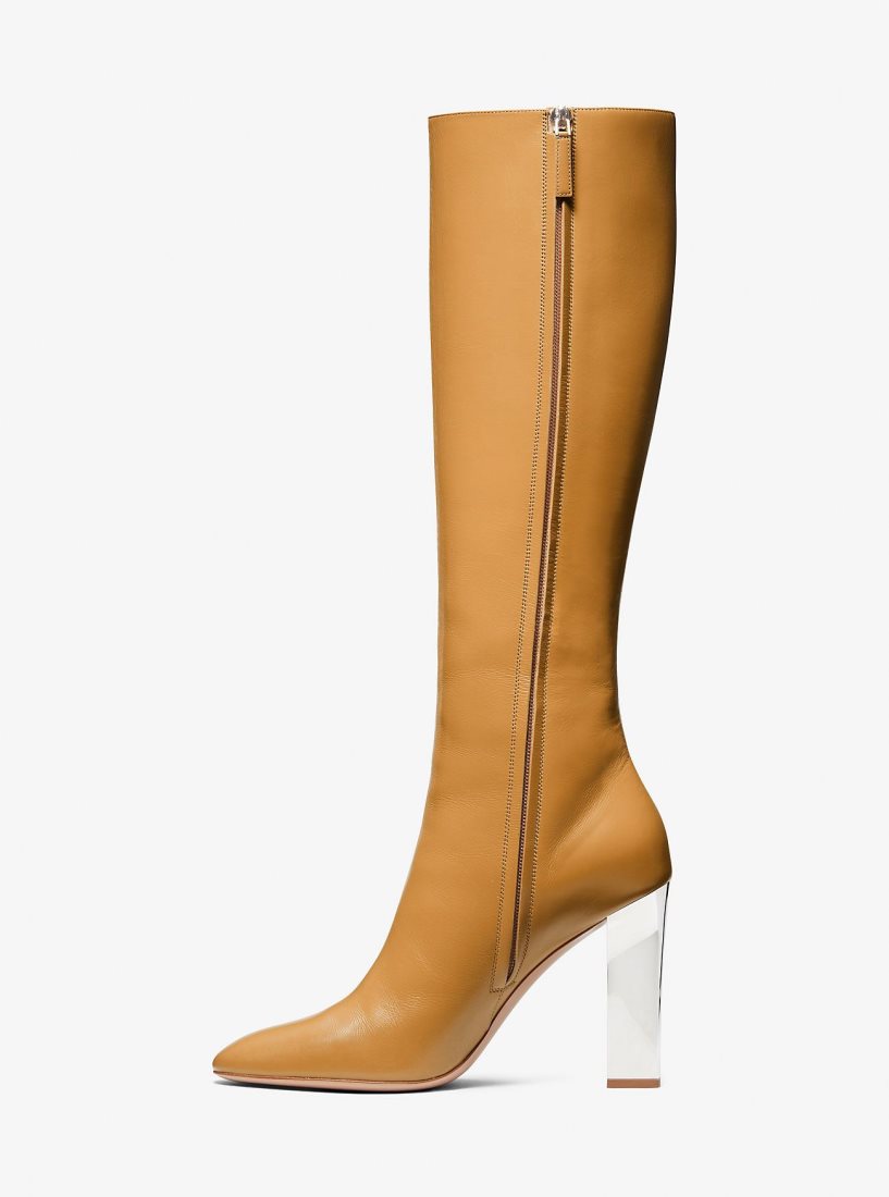 Michael Kors Carly Leather Boot Stiefel Damen Braun | WQHZCO294