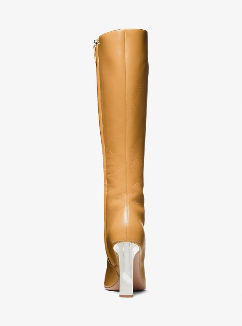 Michael Kors Carly Leather Boot Stiefel Damen Braun | WQHZCO294