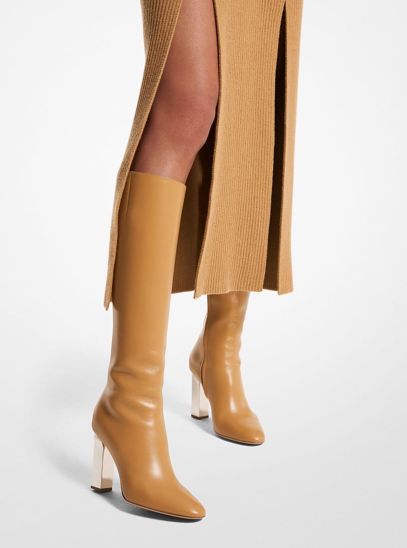 Michael Kors Carly Leather Boot Stiefel Damen Braun | WQHZCO294