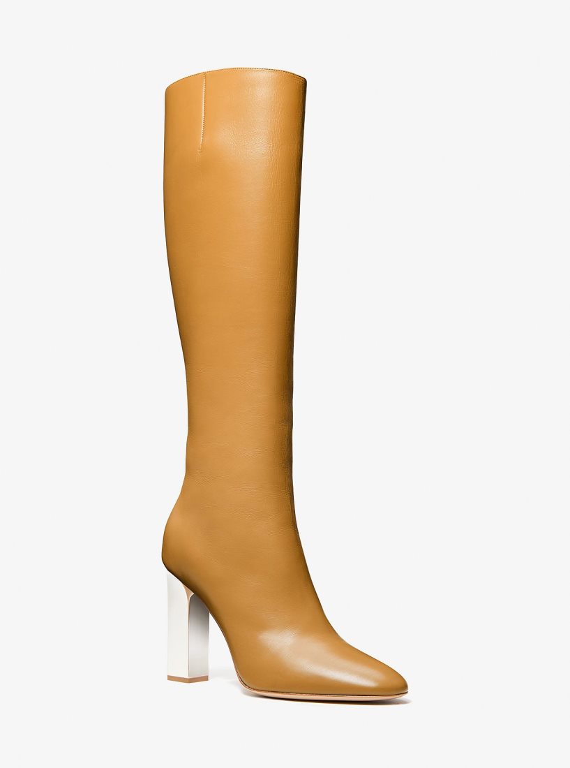 Michael Kors Carly Leather Boot Stiefel Damen Braun | WQHZCO294