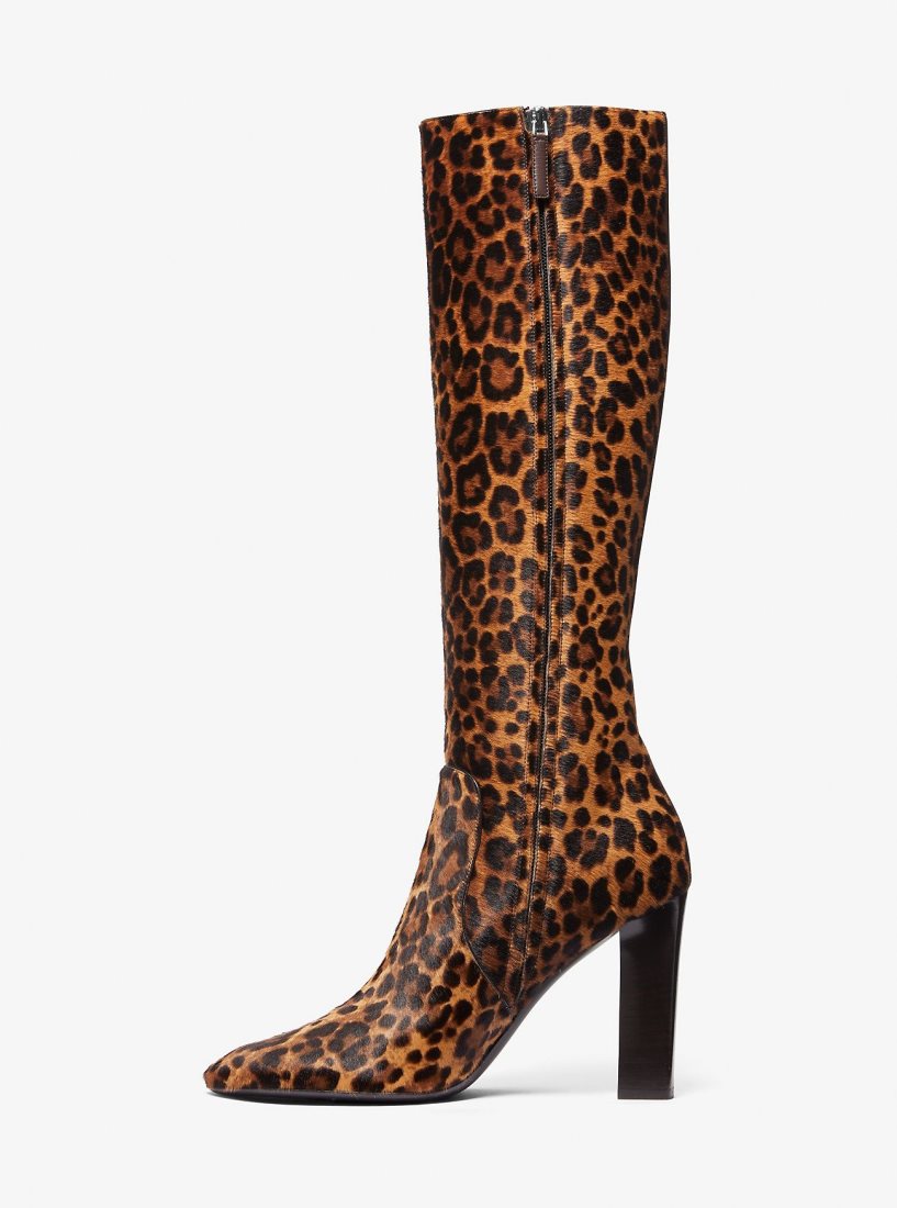 Michael Kors Carly Leopard Print Calf Hair Boot Stiefel Damen Braun Mehrfarbig | HXDFBV891