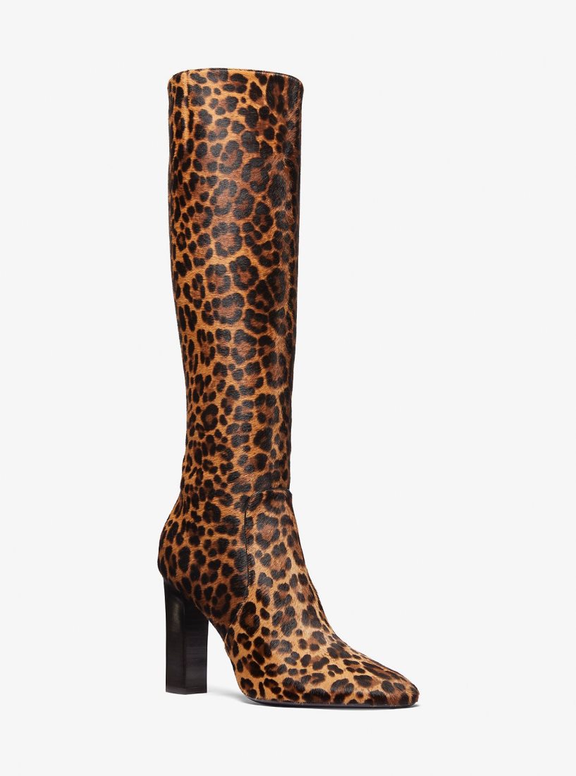 Michael Kors Carly Leopard Print Calf Hair Boot Stiefel Damen Braun Mehrfarbig | HXDFBV891