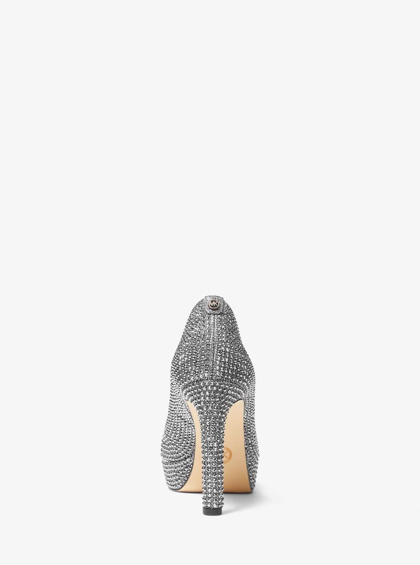 Michael Kors Chantal Embellished Glitter Chain-Mesh Platform Pump Pumps Damen Dunkelgrau | LETYBO436