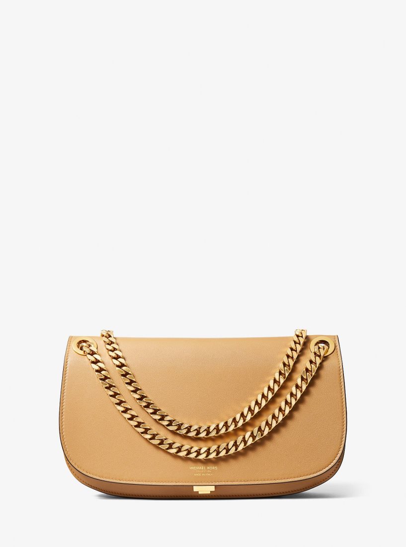 Michael Kors Christie Medium Leather Envelope Bag Unterarmtasche-Taschen Damen Braun | MHYJTS192