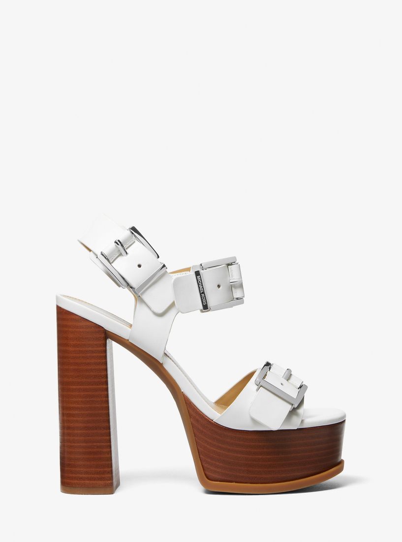 Michael Kors Colby Leather Platform Sandal Sandalen Damen Weiß | LVXJQP752