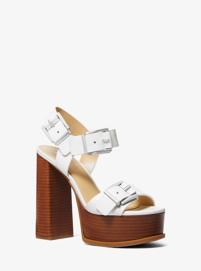 Michael Kors Colby Leather Platform Sandal Sandalen Damen Weiß | LVXJQP752