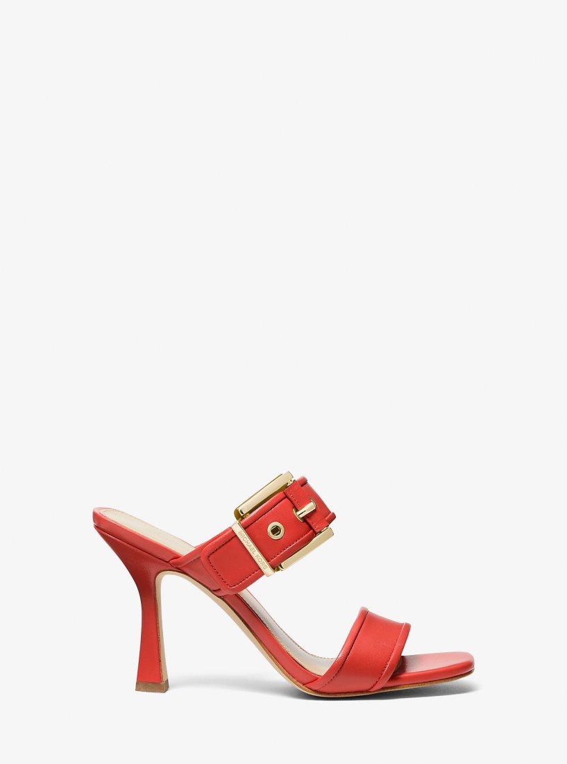 Michael Kors Colby Leather Sandal Sandalen Damen Koralle | KYDHCJ690